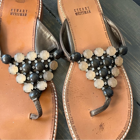 stuart weitzman Sandals 8.5 Thong Summer Slip-on Casual Women’s beaded - Picture 3 of 10